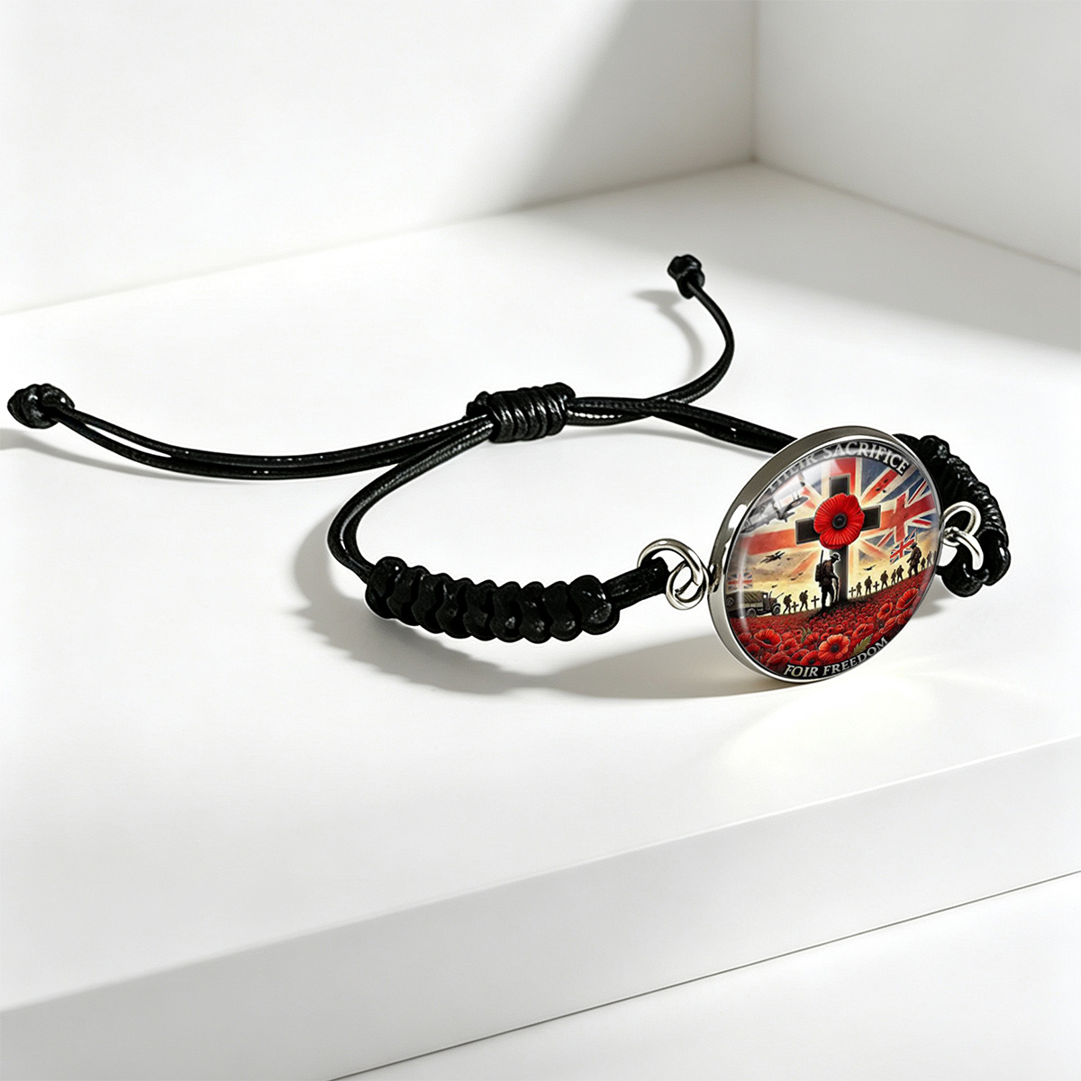Unisex Poppy Floral Flag Character Pattern Adjustable Bracelet